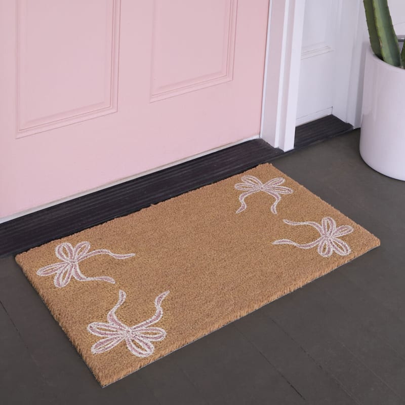 Ribbons Border 18" x 30" Doormat - 18" x 30" - Pink