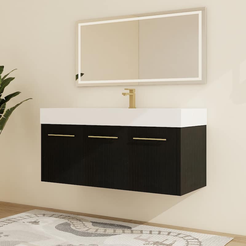Malwee 24"/30"/36"/48" Floating Bathroom Vanity with Sink, Wall Mounted Bathroom Vanity with Soft Close Doors - 47.3×18.1"×22.4"