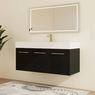 Malwee 24"/30"/36"/48" Floating Bathroom Vanity with Sink, Wall Mounted Bathroom Vanity with Soft Close Doors