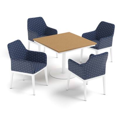Travira 5-Piece 36" Square Dining Table and Oland Armchairs Set - Tekwood Top