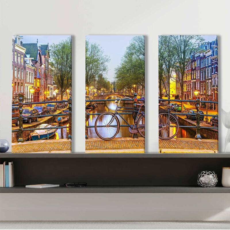 "Amsterdam Bicycle" 3 Piece Set on Canvas