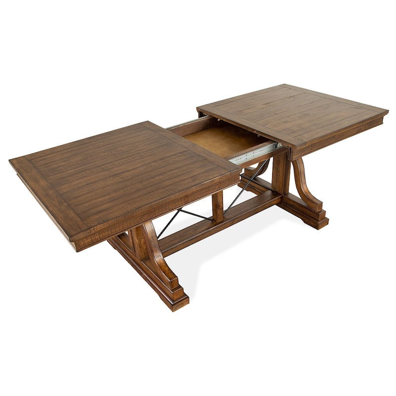 Magnussen Home Bay Creek Toasted Nutmeg Extendable Trestle Dining Table - 38''W x 72''D x 30''H
