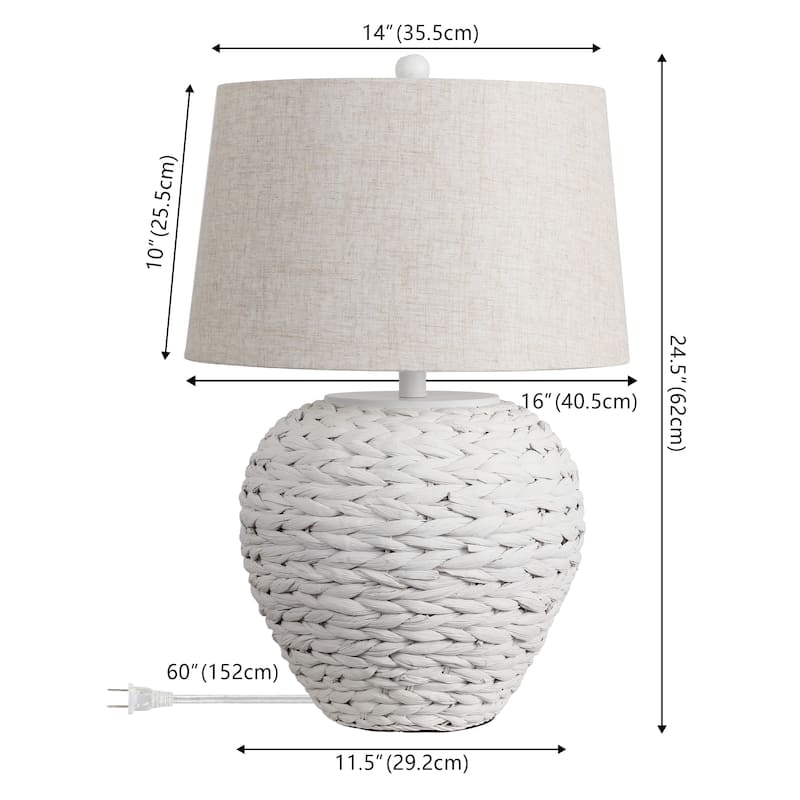 Elicia 24.5" Banana Leaf Basket LED Table Lamp, by JONATHAN Y