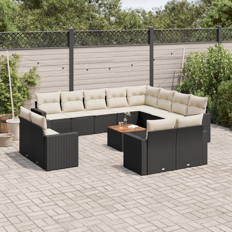 vidaXL Garden Sofa Set Black PE Rattan Large Modular Garden Sofa Set - 27.2 x 115.2 x 93.5