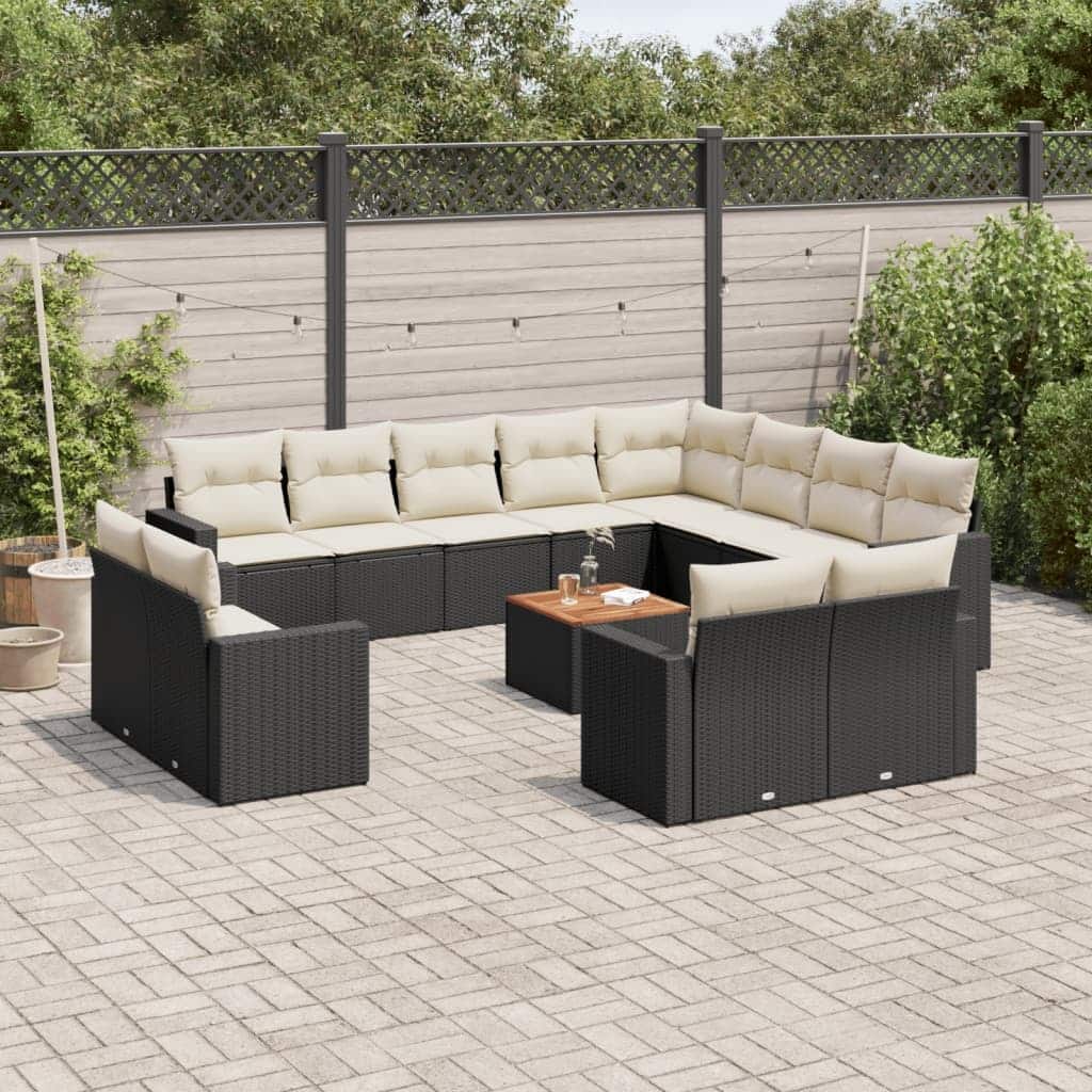 vidaXL Garden Sofa Set Black PE Rattan Large Modular Garden Sofa Set - 27.2 x 115.2 x 93.5