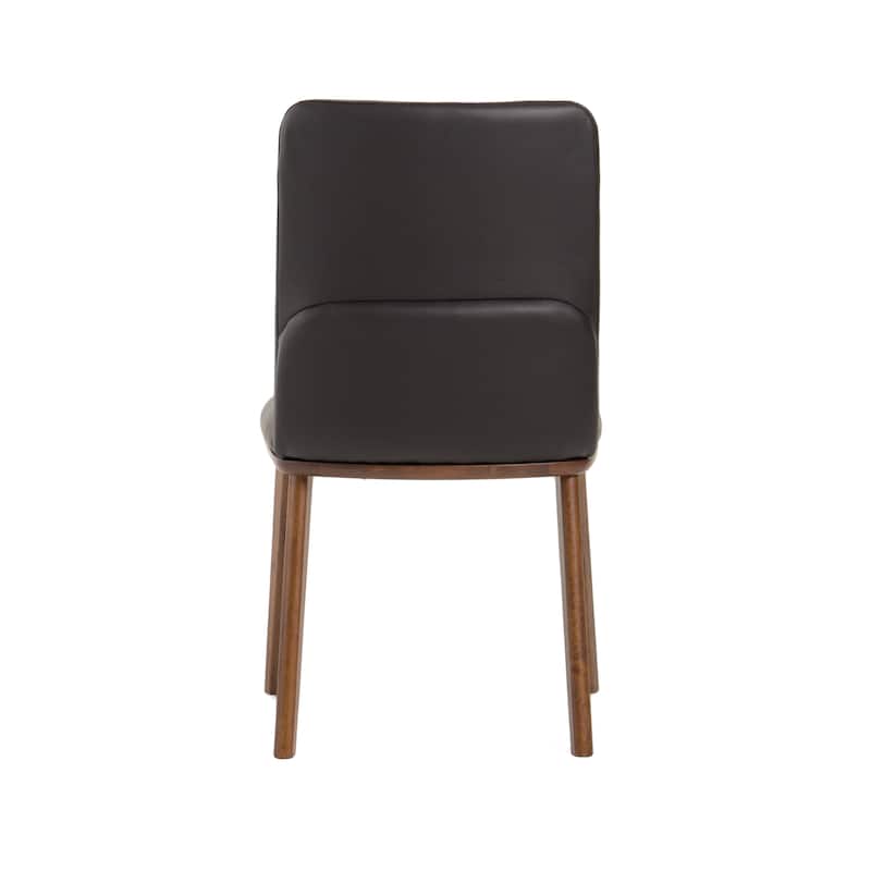 Modrest Utah Modern Walnut and Brown Eco-Leather Dining Chair- Set of 2
