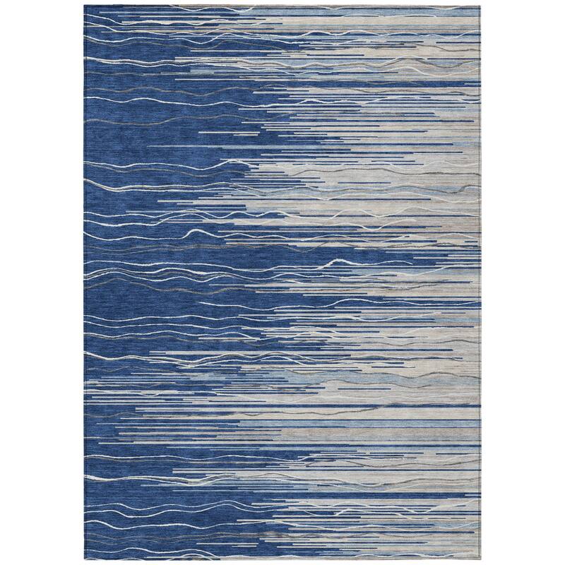 HomeRoots Striped Transitional Rectangle Outdoor Rug