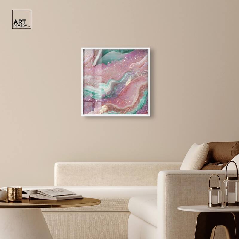 Pink and Mint Crystal III Shadowbox by Art Remedy