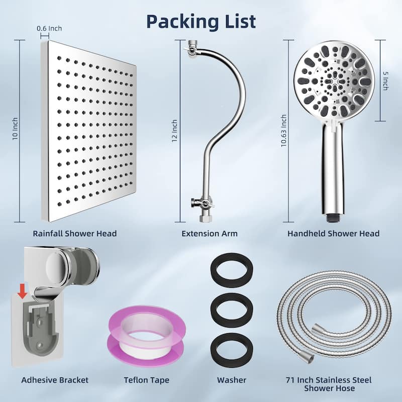 10 Inch Thickness Metal Rainfall Shower Head/Handheld Shower Combo