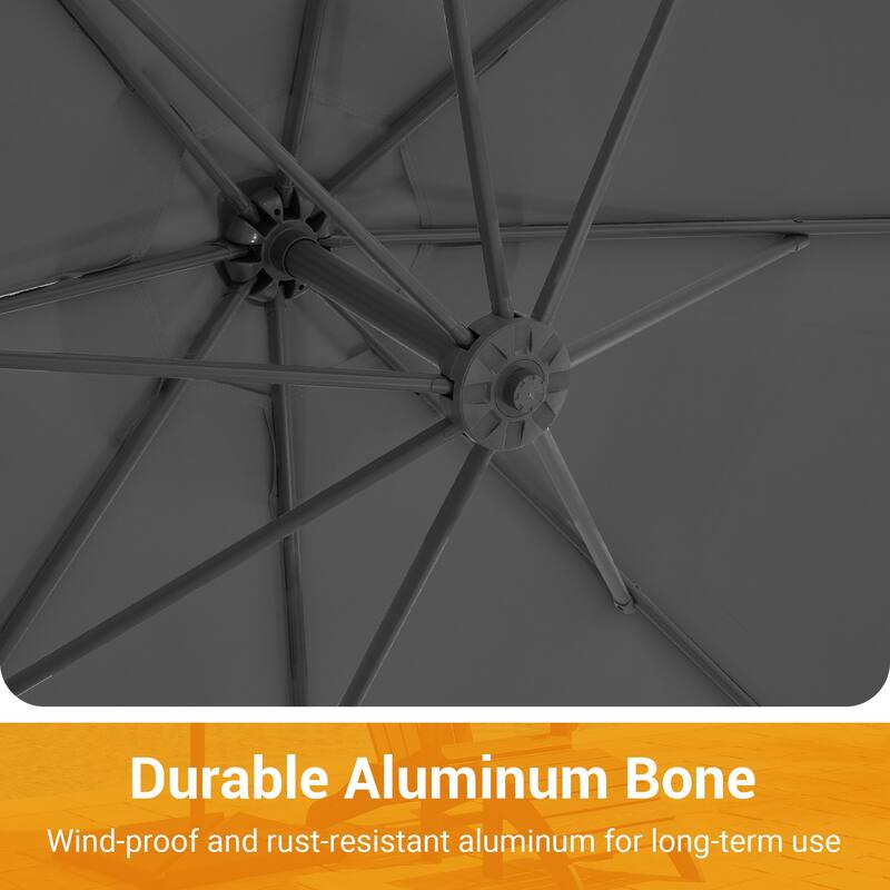 10 ft Steel Crank-lift Cantilever Umbrella With Weighted Base