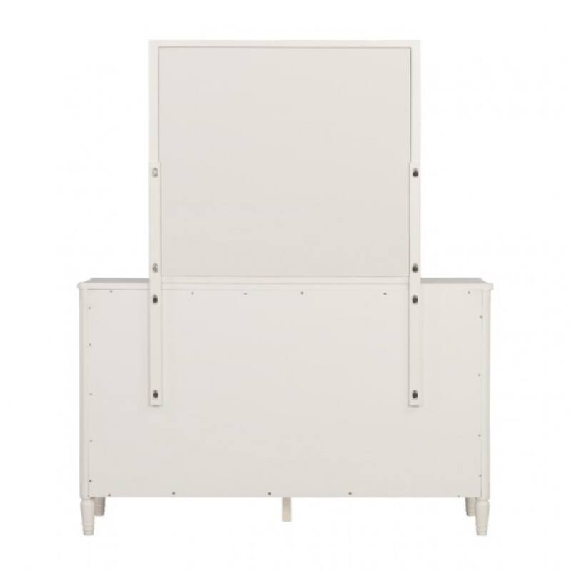 Alta Wide Dresser, 6 Drawers, Gold Handles, White Solid Wood, 62 Inch