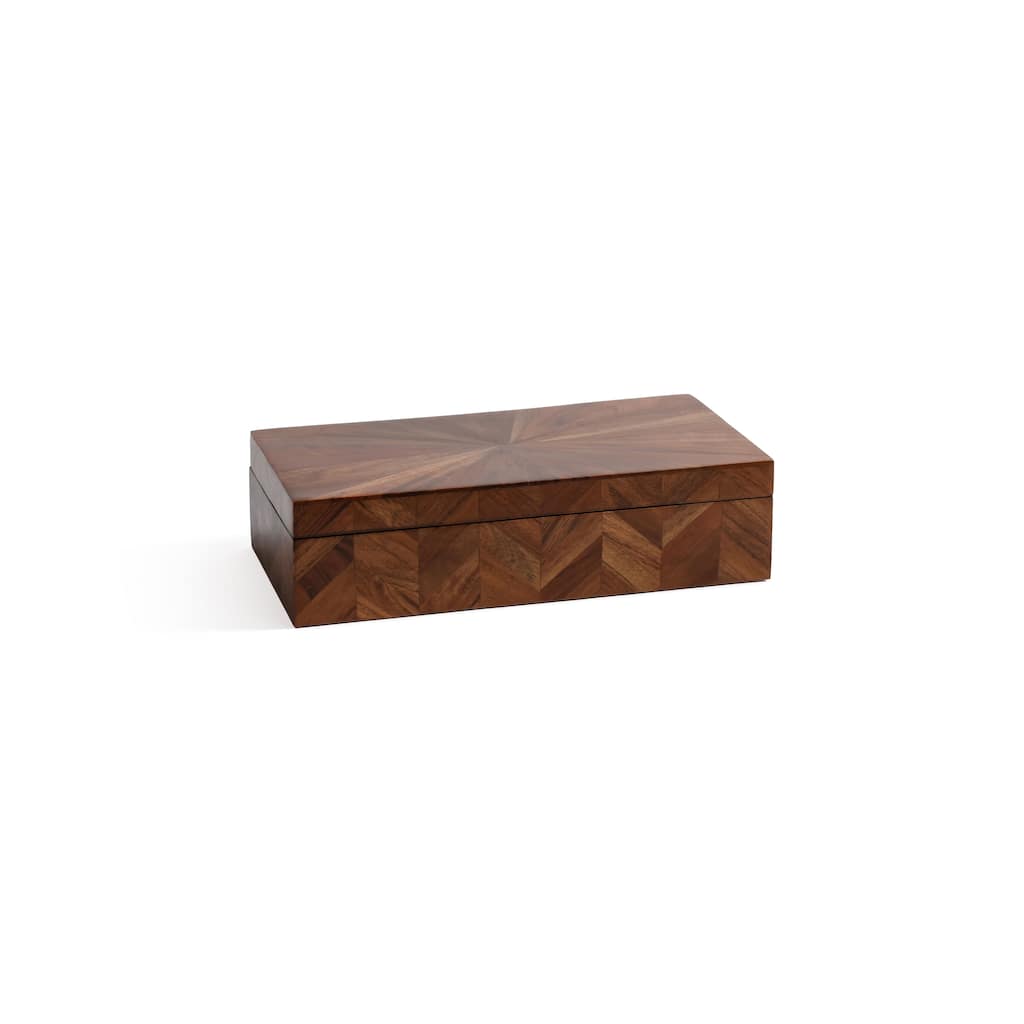 Chevron Acacia Wood Decorative Box