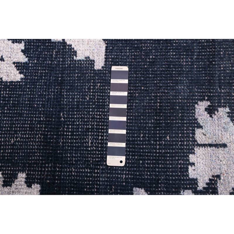 ECARPETGALLERY Hand-knotted La Seda Dark Navy Silk, Wool Rug - 5'9 x 8'9