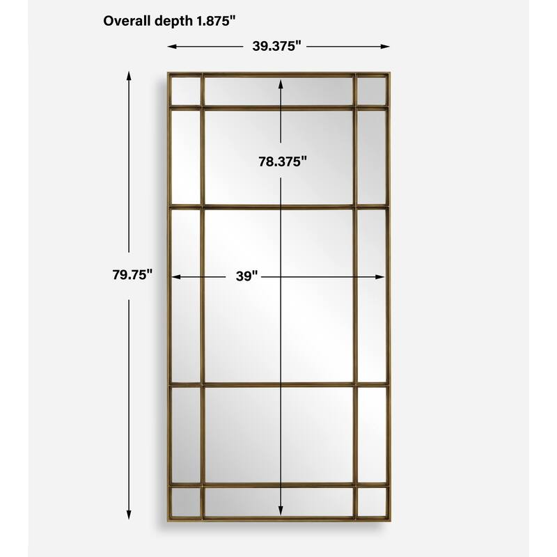 Uttermost Spurgeon Gold Window Mirror - 79.75"H x 39.375"W x 1.875"D