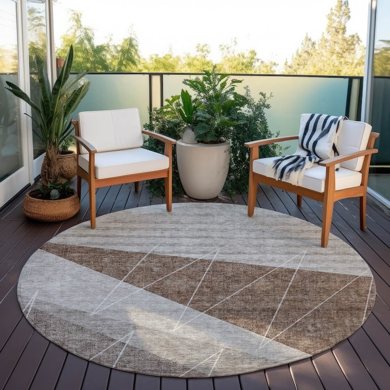 Machine Washable Indoor/ Outdoor Chantille Modern Prism Rug