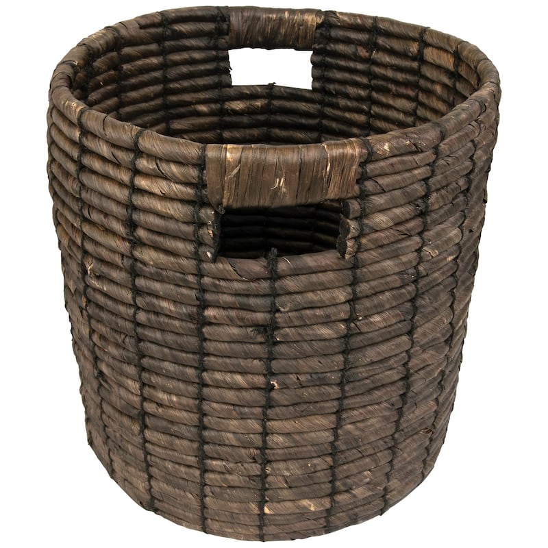 3 Dark Brown Natural Woven Table Floor Cylindrical Seagrass Baskets