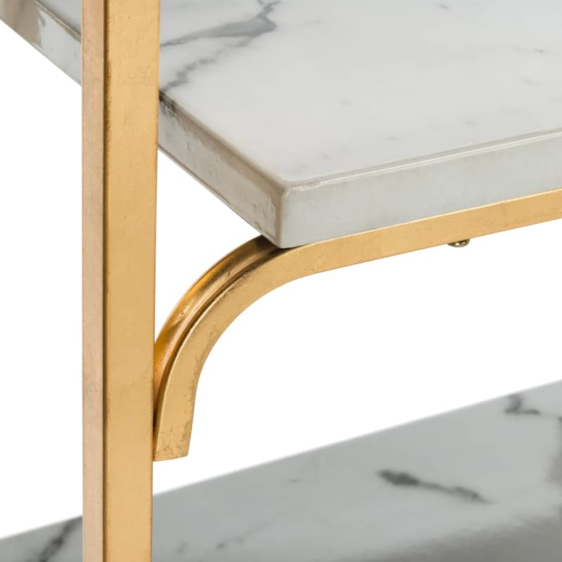 SAFAVIEH Vernia 4-Tier Gold Foil/Faux White Etagere - 30' x 14' x 72' - 30Wx14Dx72H