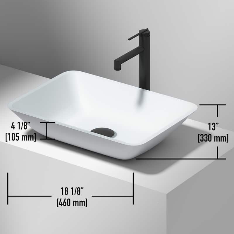VIGO Sottile 18"L x 13"W x 4"H Glass Rectangular Vessel Bathroom Sink
