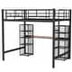 preview thumbnail 22 of 21, Full Size Metal Loft Bed with Built-in Desk, Shelves, and Full-Length Guardrails, Gold
