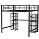 preview thumbnail 15 of 30, Industrial Modern Full Size Metal Loft Bed with Built-in Desk and Shelves, Space-saving Functionality, High Security, Black