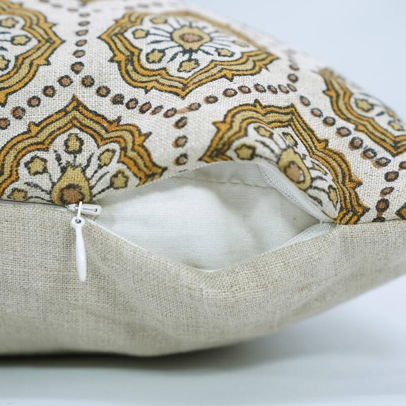 Fabdivine Cushion Cover Floral Block Print Sustainable Home, Charkha