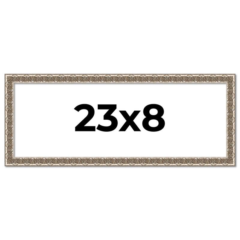 23x8 Frame Silver Versailles Ornate Solid Wood Picture Frame | 1 Inch