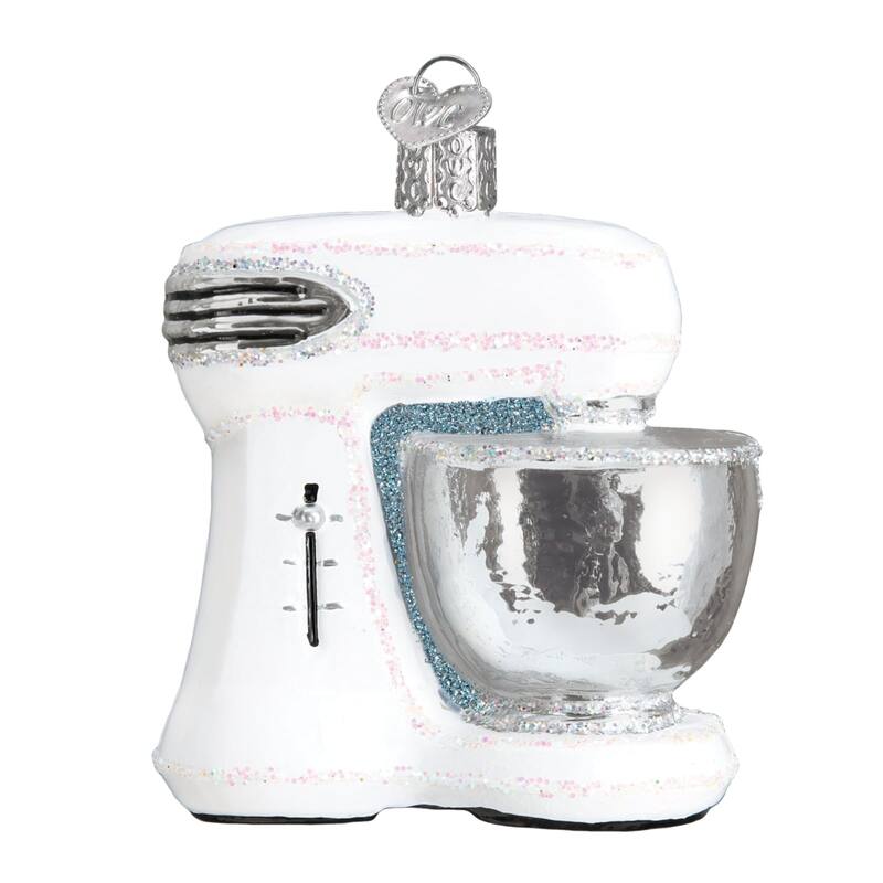 White Mixer Kitchen Appliance Christmas Holiday Ornament Glass - Multi