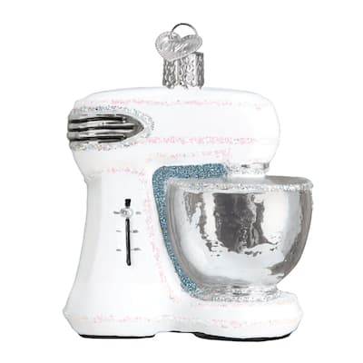 White Mixer Kitchen Appliance Christmas Holiday Ornament Glass - Multi