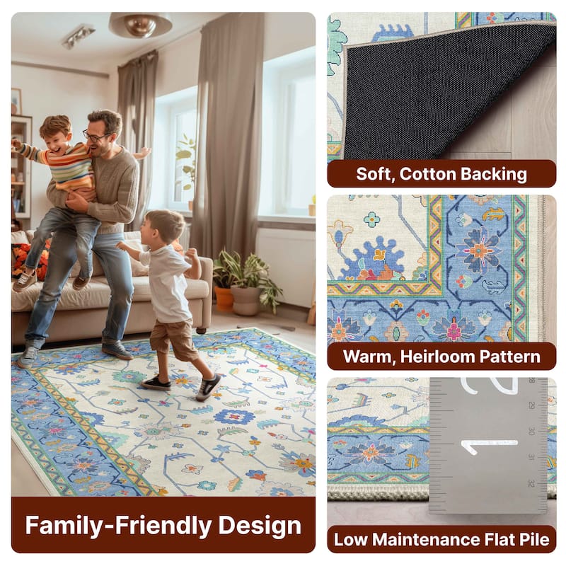 Well Woven Ushak Antalya Floral Modern Vibrant Flat-Weave Area Rug