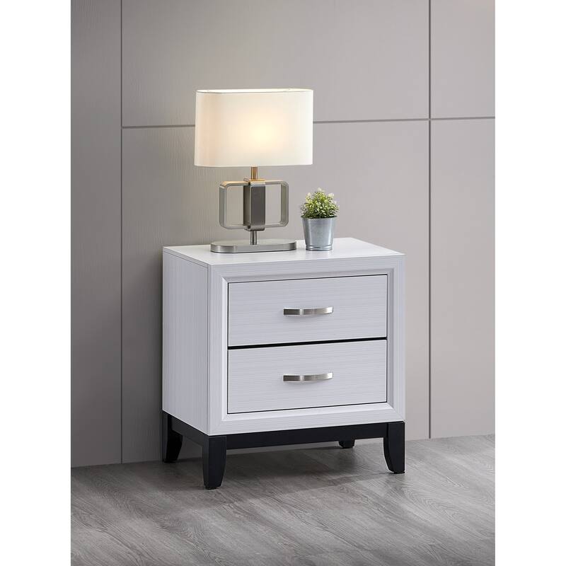 Glasgow Nightstand:With Two English Dovetail Drawers And Smooth Slides - White