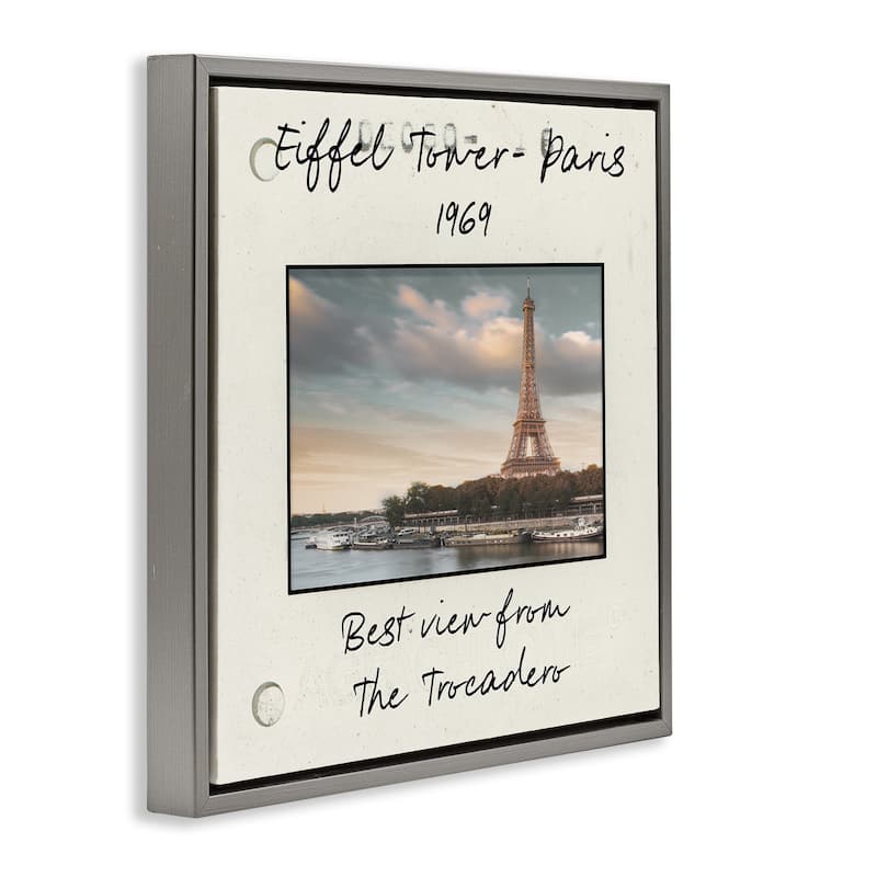 Stupell Vintage Travel Eiffel Tower Framed Floater Canvas Wall Art Design By Danita Delimont