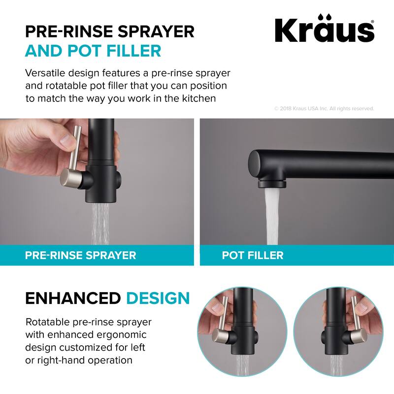 Kraus Artec 2-Function Commercial Pulldown Pot Filler Kitchen Faucet