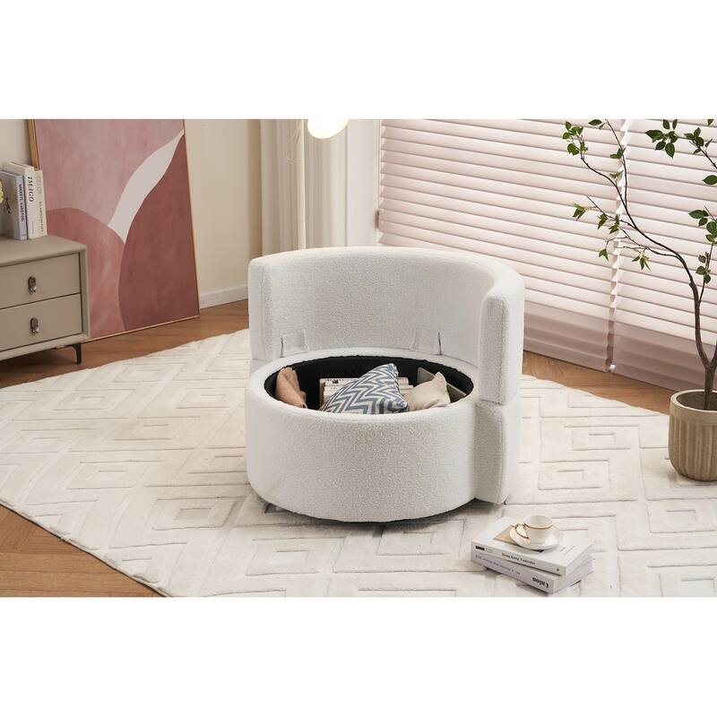 Teddy Fabric Swivel And Storage Chair