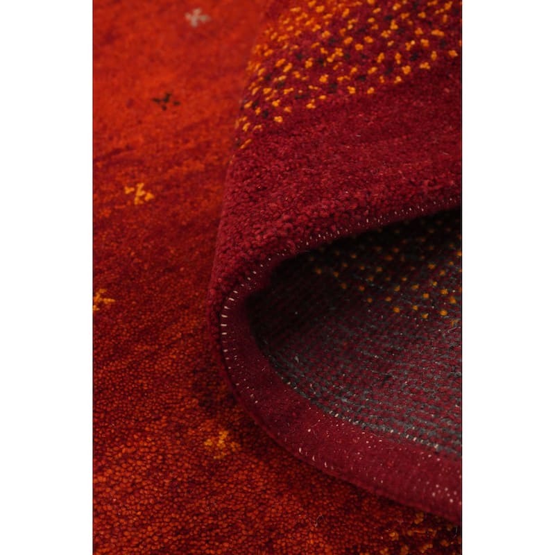 Hand Knotted Oriental 100% Wool Carpet Modern Modern Oranges & Rust Gabbeh Area Rug - 6' 1'' X 4' 2''