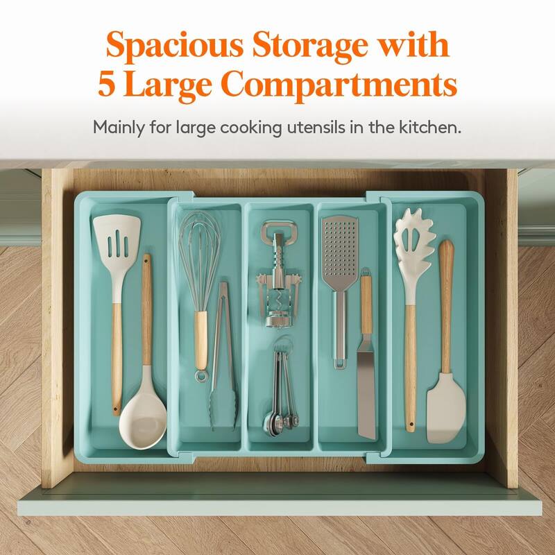 Expandable & Adjustable Utensil Drawer Organizer - Black Large
