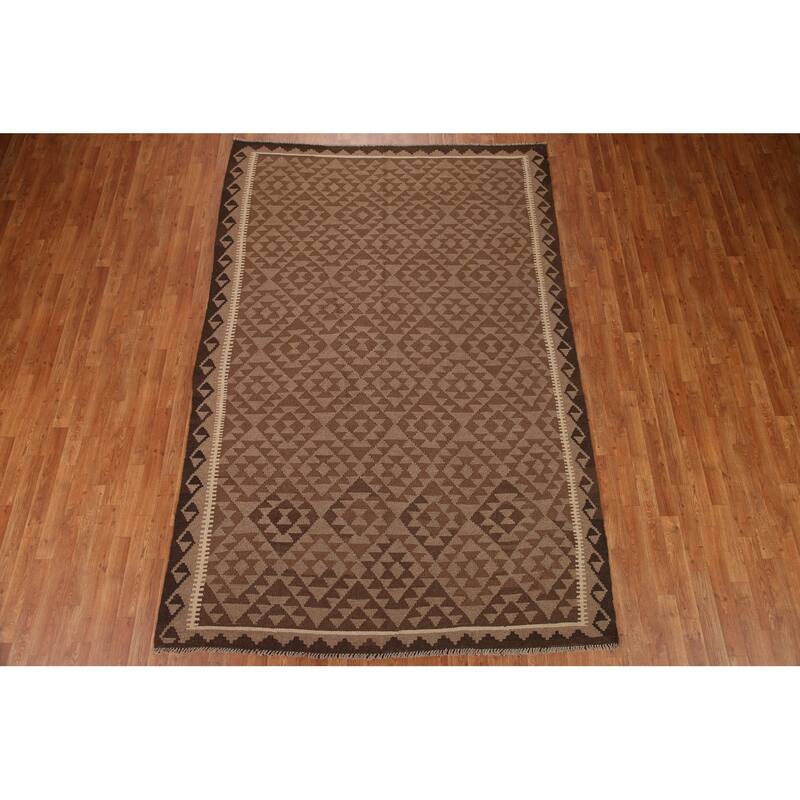 Reversible Kilim Modern Area Rug Flat-weave Wool Carpet - 6'6"x 9'9"