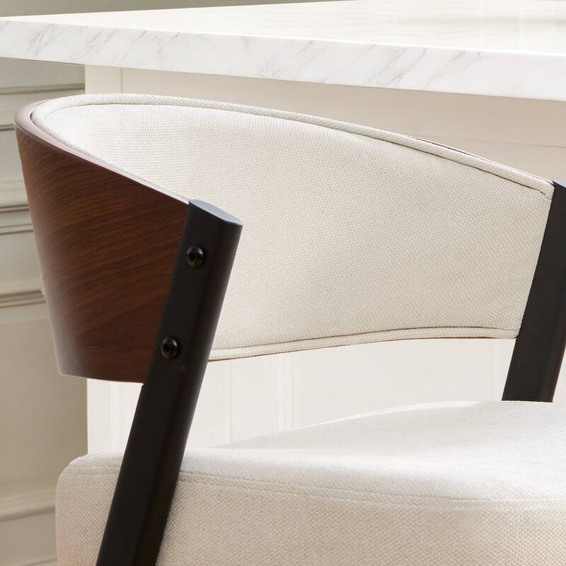 Upholstered Swivel Counter Height Bar Stool with Curved Back and Bentwood Frame - 37.2"H x 19.1"W x 20.5"D