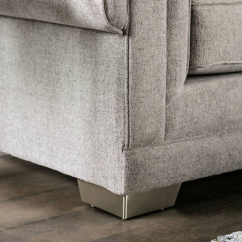 Grett Transitional Grey Wood Padded Loveseat by Furniture of America
