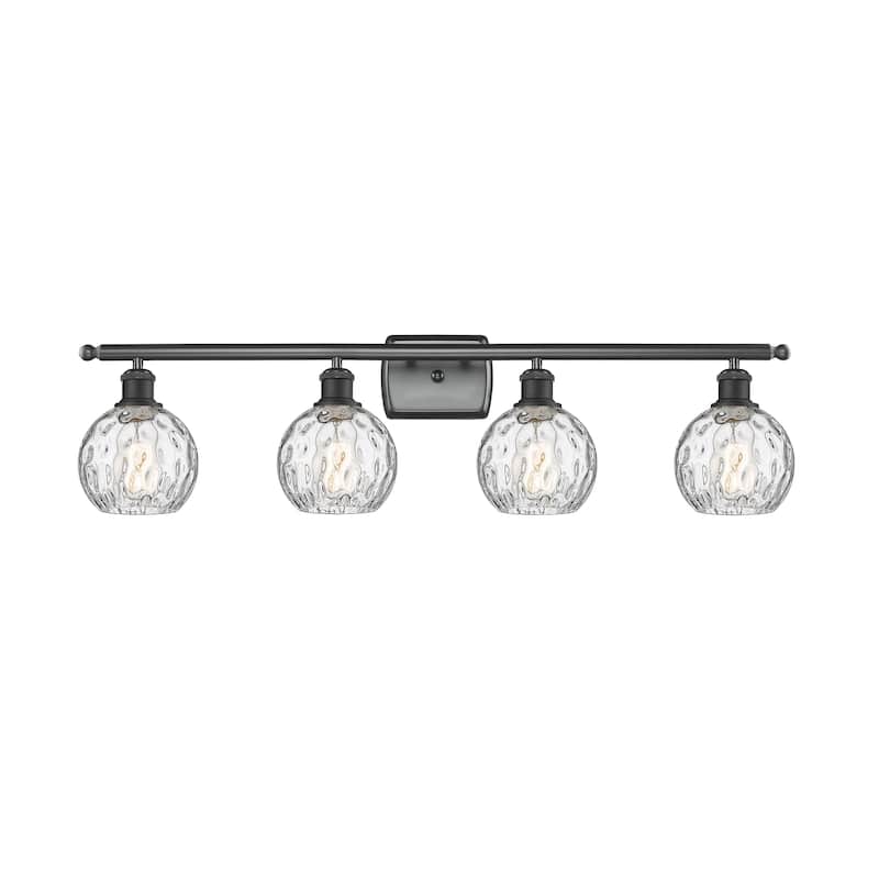 Innovations Lighting Athens Water Glass - 4 Light 36" Bath Vanity Light - 6"Shade - Clear Water Glass/Matte Black Finish