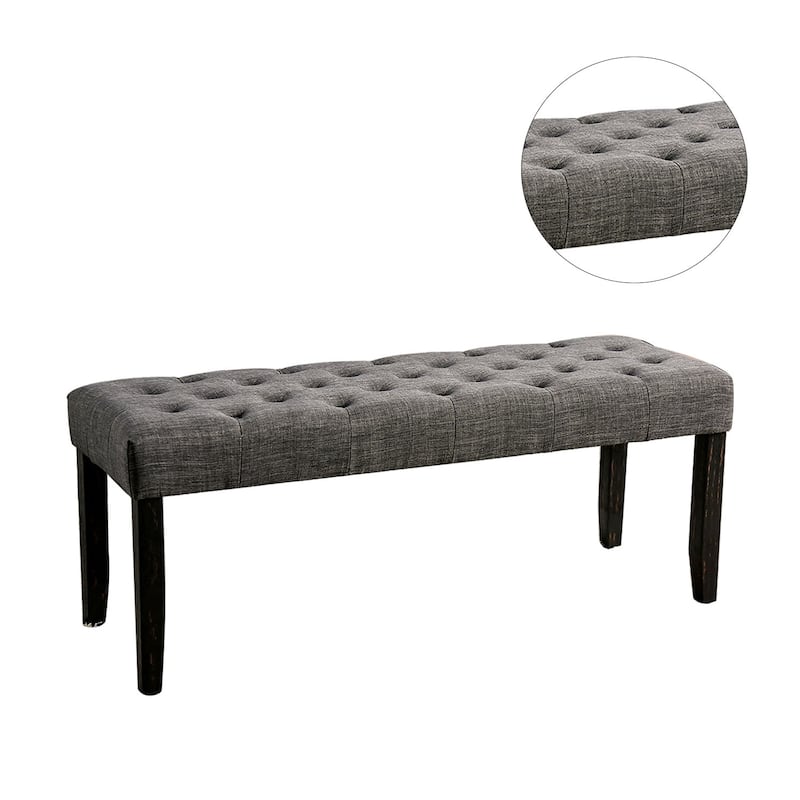 Fabric and Wood Dining Bench