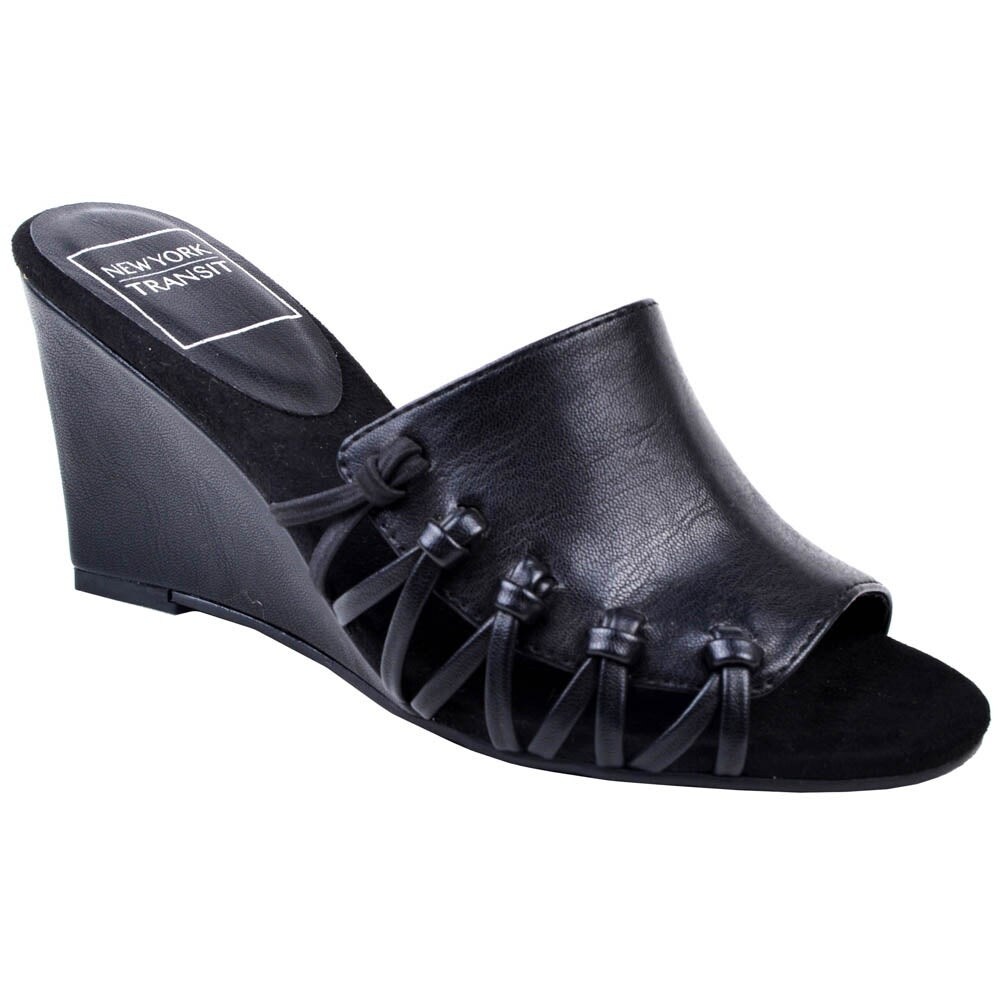 new york transit black wedge sandals