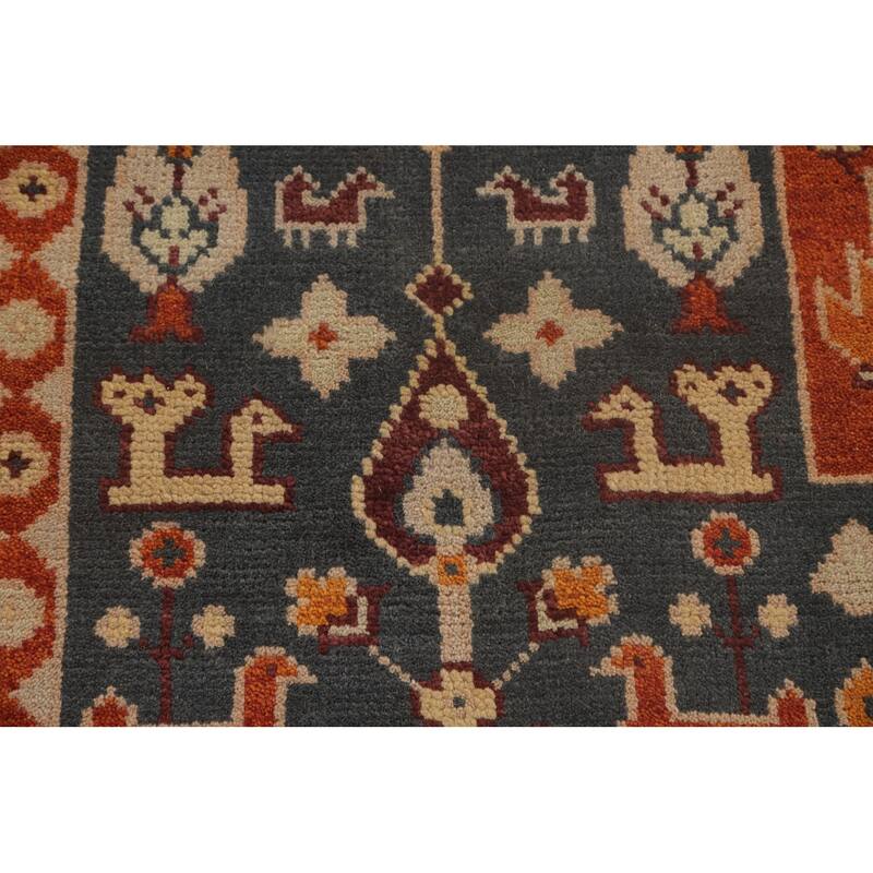 Geometric Kazak Area Rug Hand-Knotted Tribal Wool Carpet - 7'10"x 9'11"