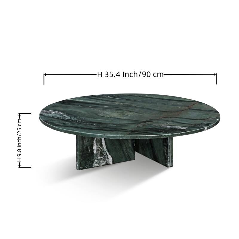 Roomfitters Natural Marble Coffee Table, Round Living Room Table, Solid Stone Modern Center Table, Genuine Marble