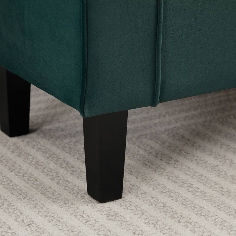 Velvet Storage Bench With Rubber Wood Legs for Bedroom