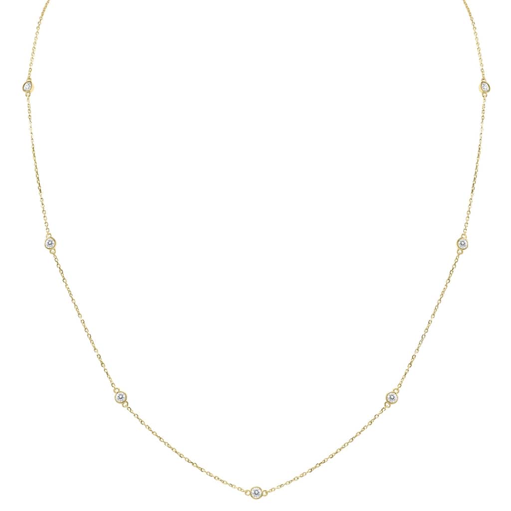 Marquee 1/2 Carat TW Bezel Set Diamond Station Necklace in 14K Yellow Gold