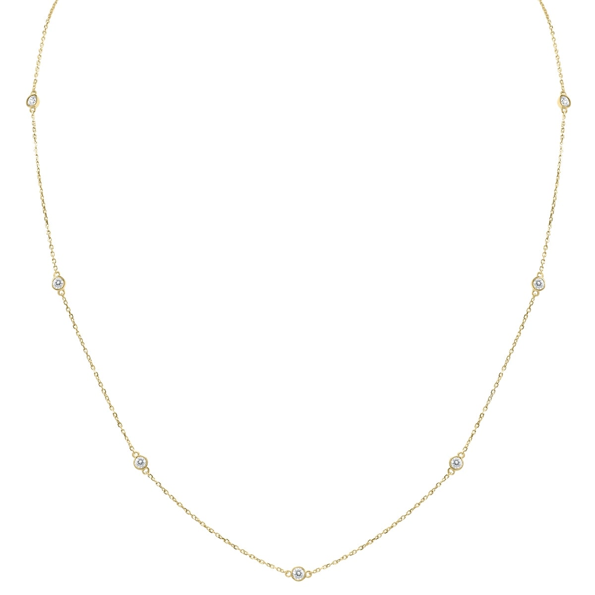 Marquee 1/2 Carat TW Bezel Set Diamond Station Necklace in 14K Yellow Gold