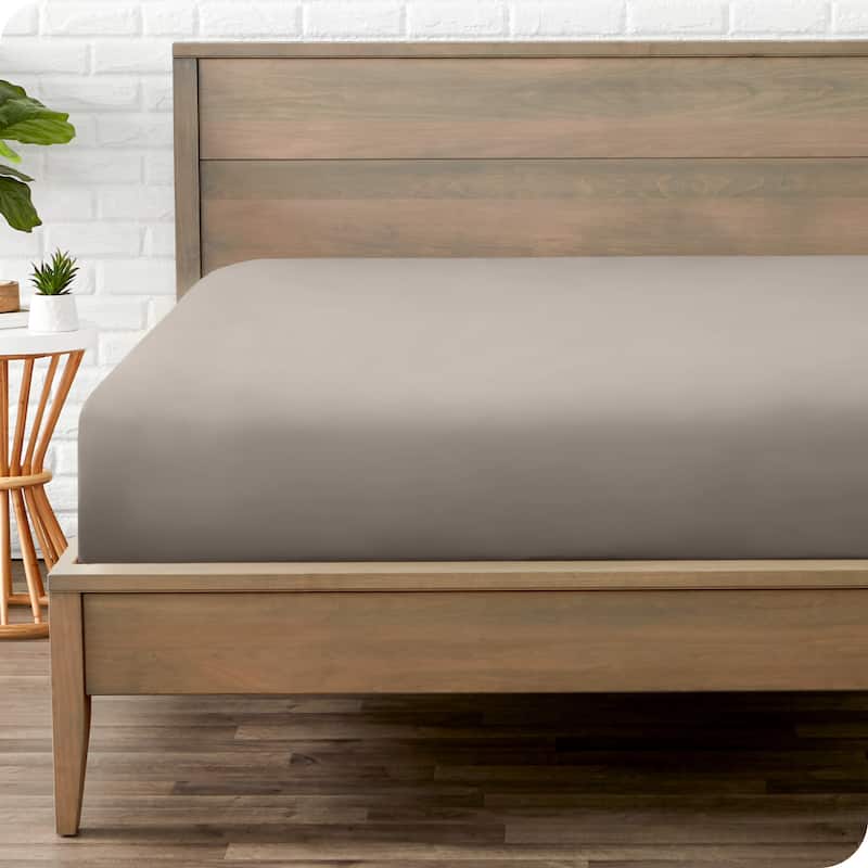 Bare Home Double Brushed Deep Pocket Fitted Sheet - Queen - Khaki