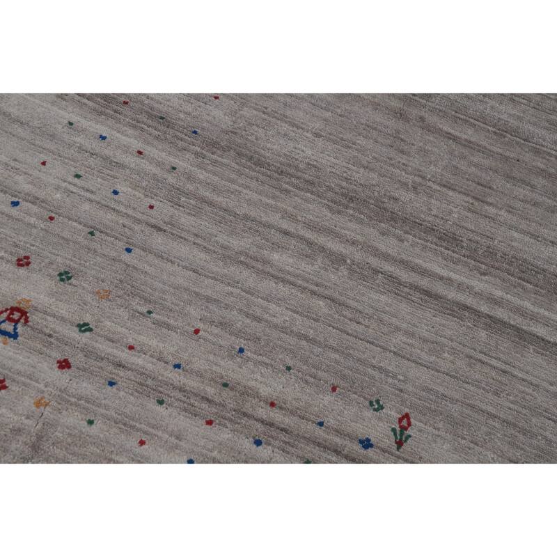 Hand Knotted Oriental 100% Wool Carpet Tribal Tribal Greys & Charcoal Gabbeh Area Rug - 12' 2'' X 9' 1''