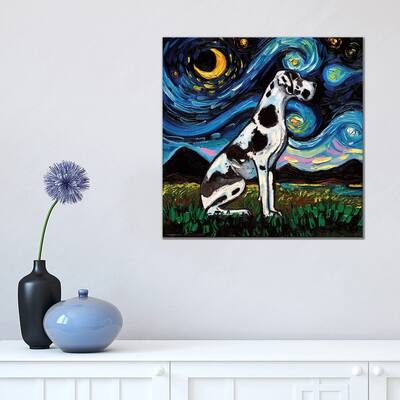 iCanvas "Harlequin Great Dane Night" by Aja Trier Canvas Print