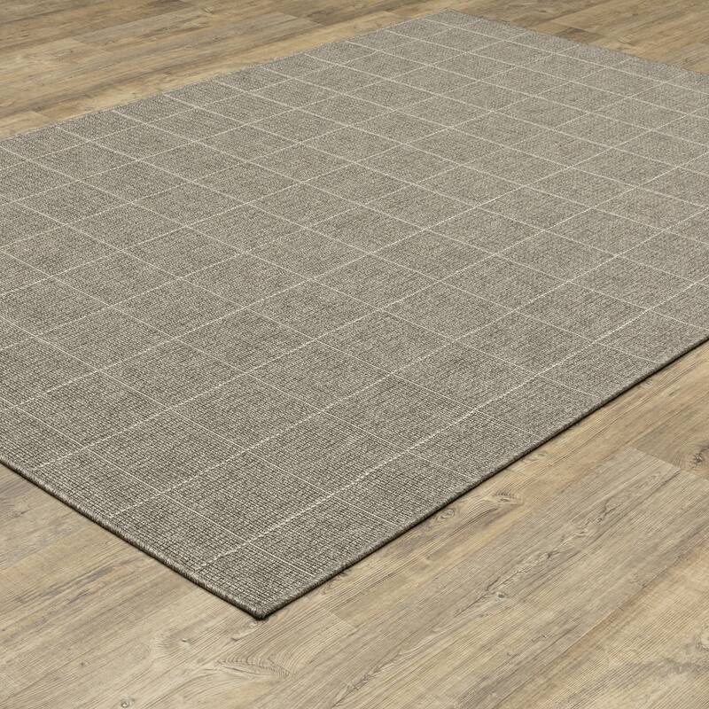 Style Haven Calayan Woven Gridwork Grey Ultimate Performance Area Rug~